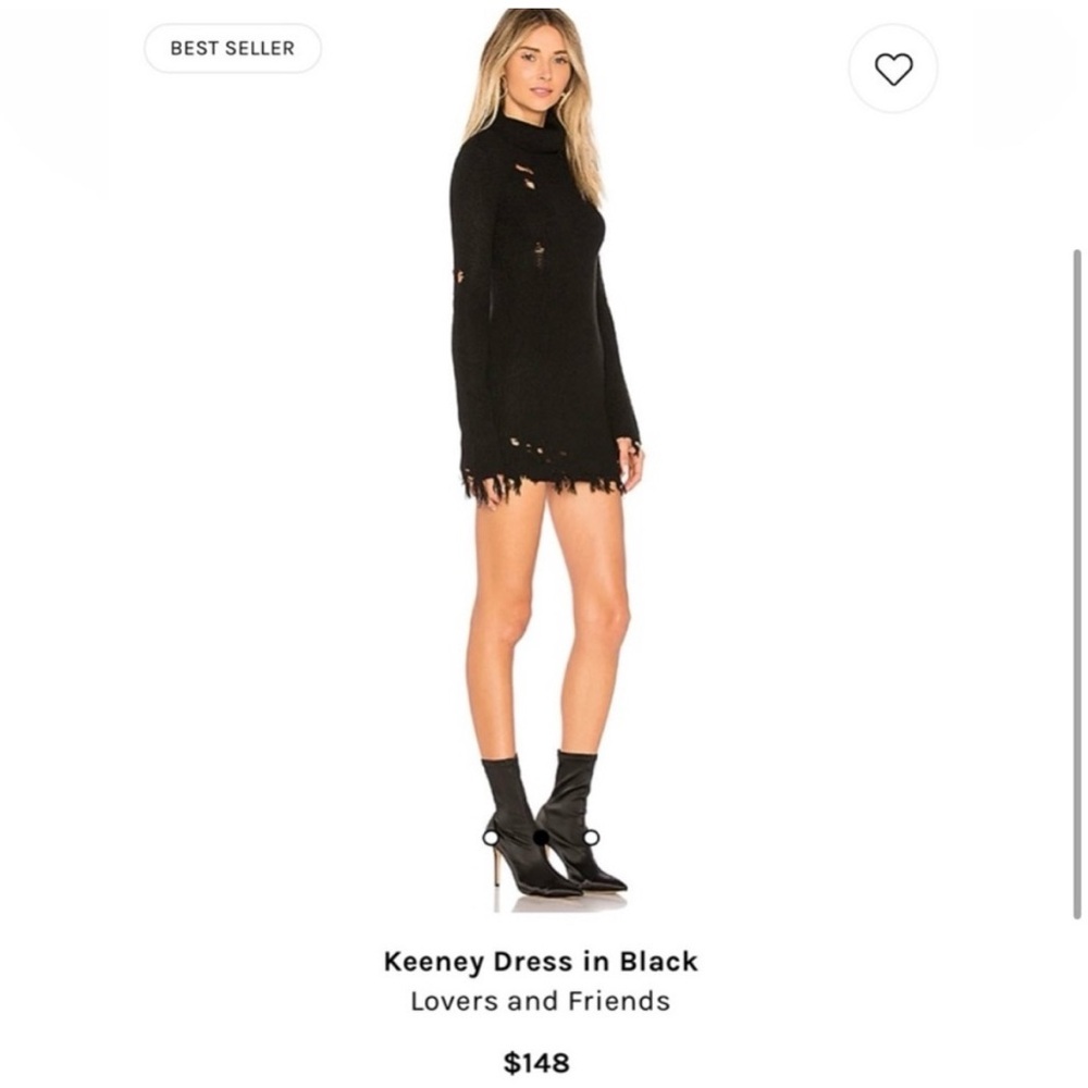 NWT Lovers + Friends keeney distressed dress in Black Long Sleeve Dress